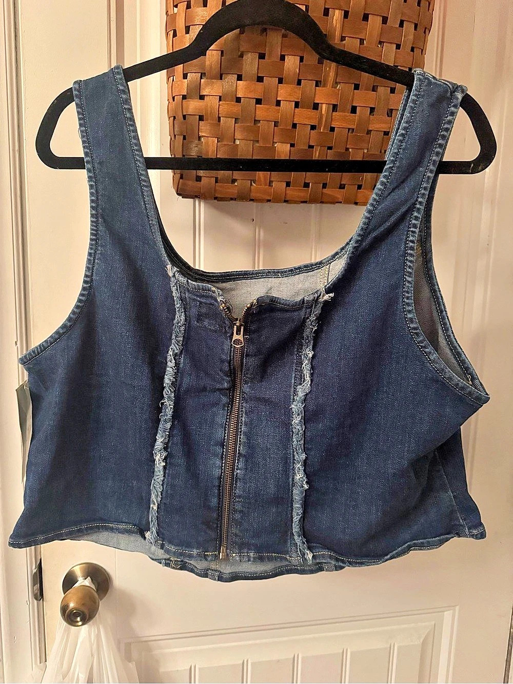 Lee Major Air Denim Tank Top Denim Crop Tank in Blue Size XXL